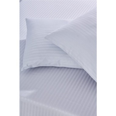 Nevresim Dünyası Basic Stripe Tek Kişilik Fitted Micro Saten Çarşaf ve 1 Yastık Kılıfı Beyaz