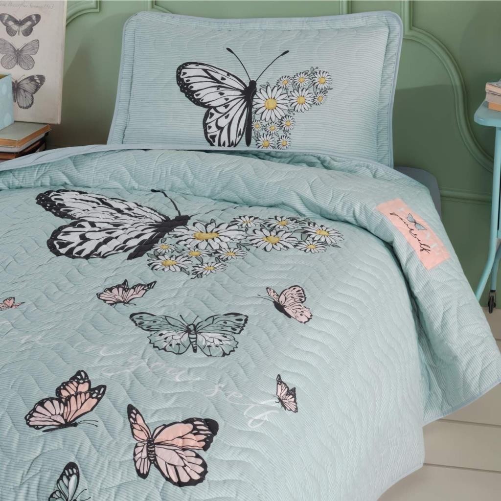 Clasy Tek Kişilik Yatak Örtüsü Daisy Love v1 Mint - Nevresim