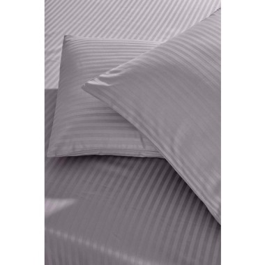 Nevresim Dünyası Basic Stripe Çift Kişilik Fitted Micro Saten Çarşaf ve 2 Yastık Kılıfı Taş