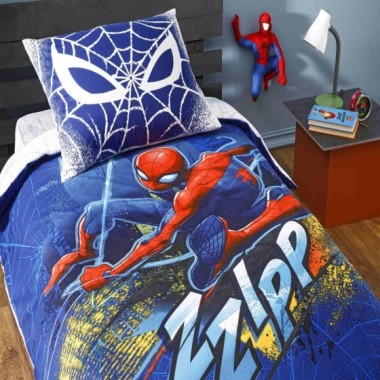 Taç Lisanslı Spiderman Blue City Tek Kişilik Nevresim Takımı