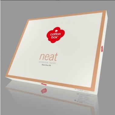 Cotton Box Neat Poplin Çift Kişilik Nevresim Takımı Kiremit Krem