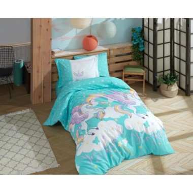 Hobby Tek Kişilik Poplin Nevresim Takımı Magical Aqua