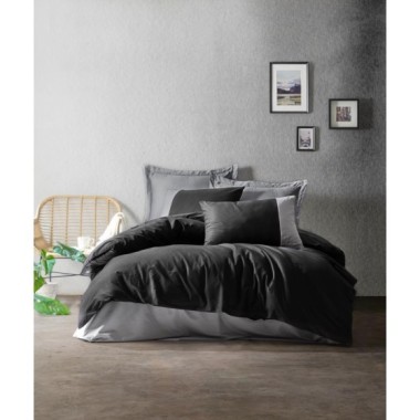 Cotton Box Plain Tek Kişilik Nevresim Takımı Siyah Gri