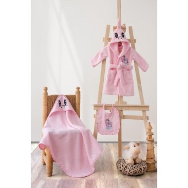 Cotton Box Bebek Bornoz Seti Unicorn Pembe