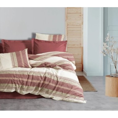 Cotton Box Line Tek Kişilik Nevresim Takımı Kenway Bordo