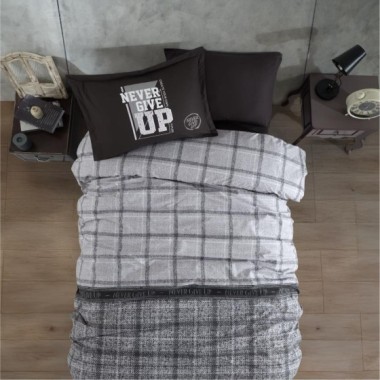 Clasy Ranforce Nevresim Takımı Tek Kişilik Give Up Antrasit