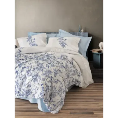 Cotton Box Çift Kişilik Nevresim Takımı Linora Mavi