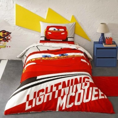 Taç Lisanslı Disney Cars Lightning Tek Kişilik Nevresim Takımı