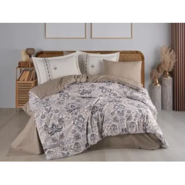 Hobby Çift Kişilik Poplin Nevresim Anabel Gri