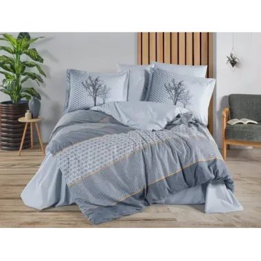 Hobby Çift Kişilik Poplin Nevresim Tanya İndigo