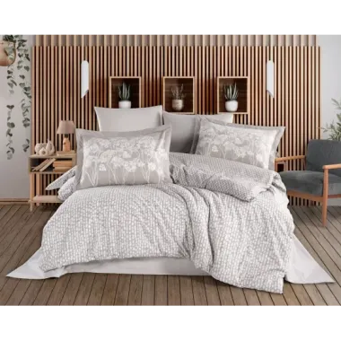 Hobby Çift Kişilik Poplin Nevresim Velura Taş