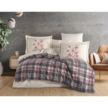 Hobby Çift Kişilik Poplin Nevresim Margeret Siyah