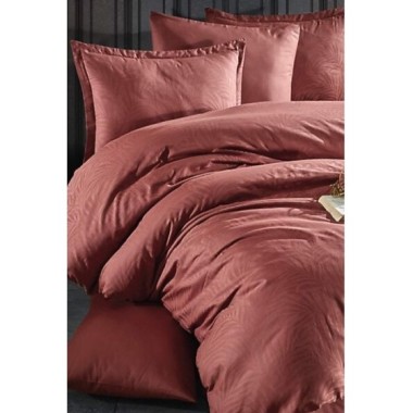 Clasy Çift Kişilik Jakarlı Saten Nevresim Takımı Arata V2 Kiremit