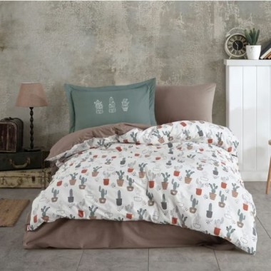 Hobby Tek Kişilik Poplin Nevresim Takımı Paradise Kahve