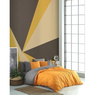 Hobby Kingsize Poplin Nevresim Diamond Turuncu Antrasit