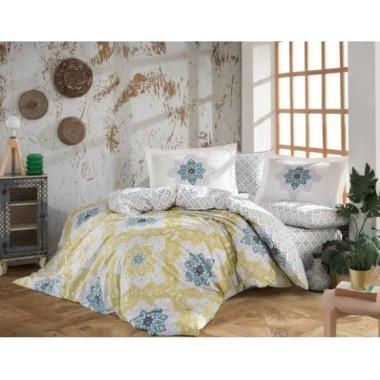 Hobby Kingsize Poplin Nevresim Amanda Sarı