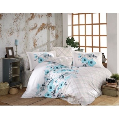 Hobby Kingsize Poplin Nevresim Belinda Mavi