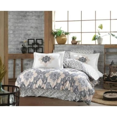 Hobby Kingsize Poplin Nevresim Amanda Gri