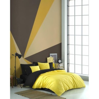 Hobby Kingsize Poplin Nevresim Diamond Sarı Siyah