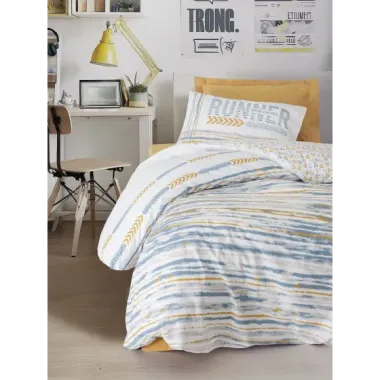 Cotton Box Genç Ranforce Nevresim Takımı Tek Kişilik Dashon Sarı