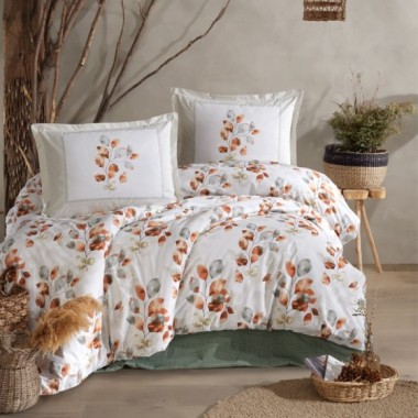 Clasy Ranforce Nevresim Takımı Çift Kişilik Ruska V1 Mint