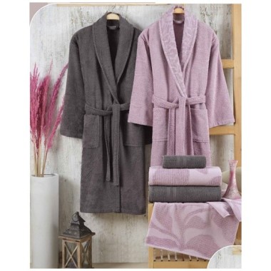 Hobby Puga Bornoz Seti Lila K.Gri