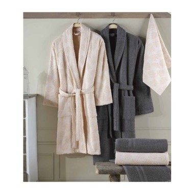 Hobby Talya Bornoz Seti Kum Antrasit