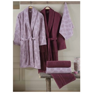 Hobby Talya Bornoz Seti Mürdüm Bordo