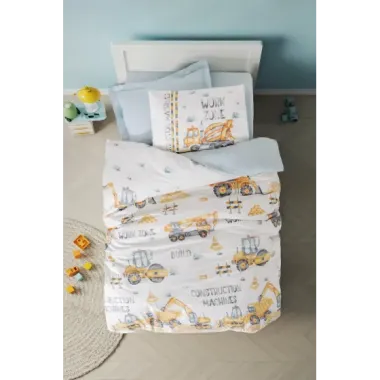 Cotton Box Genç Ranforce Nevresim Takımı Tek Kişilik Buildo Mavi