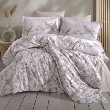 Clasy Tek Kişilik Ranforce Nevresim Takımı Mevlin V1 Bej