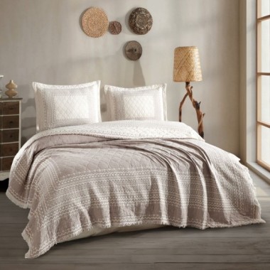 Clasy Çift Kişilik Müslin Yatak Örtüsü Nomada V2 Kahve