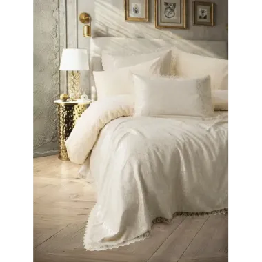 Cotton Box Chi Chi Çift Kişilik Pikeli Nevresim Takımı Velora Cappuccino