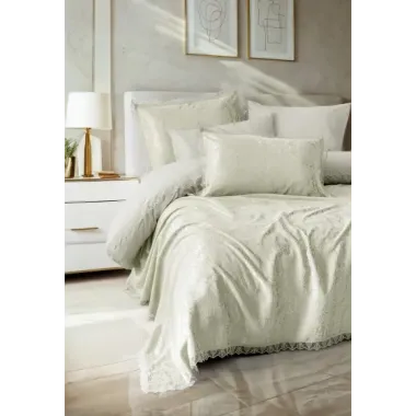 Cotton Box Chi Chi Çift Kişilik Pikeli Nevresim Takımı Velora Adaçayı