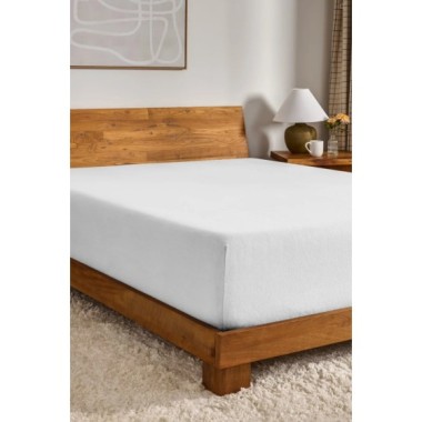 Nevresim Dünyası Pamuk Çift Kişilik Lastikli(fitted)  Penye Çarşaf Beyaz