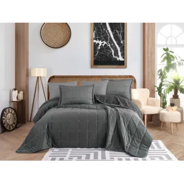 Hobby Crystal Yatak Örtüsü Antrasit Gri