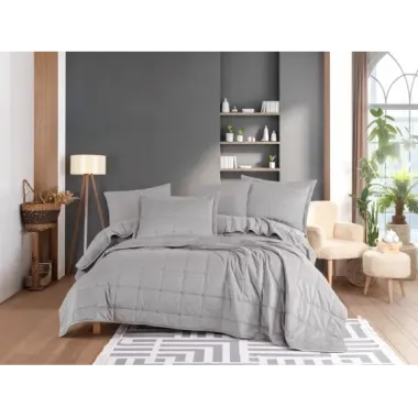 Hobby Crystal Yatak Örtüsü Antrasit Taş