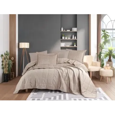 Hobby Crystal Yatak Örtüsü Antrasit Kahve