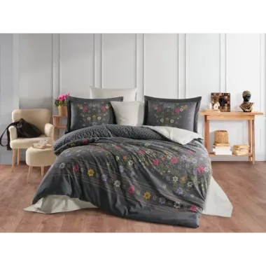 Hobby Çift Kişilik Poplin Nevresim Clarice Gri