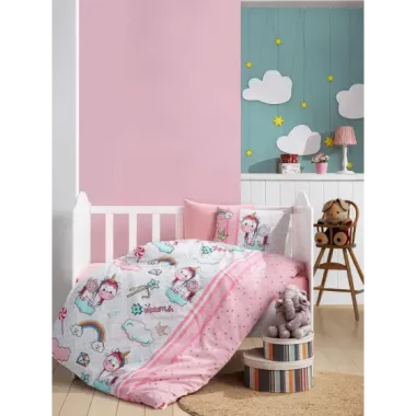 Cotton Box Flanel Bebek Nevresim Takımı Unicorn Pembe
