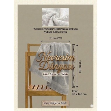 Nevresim Dünyası Prime Havlu 70x140 Gri
