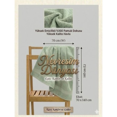 Nevresim Dünyası Prime Havlu 70x140 Su Yeşili