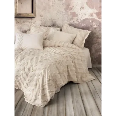 Cotton Box Ranforce Çift Kişilik Yatak Örtülü Nevresim Takımı Limi Crimp Bej