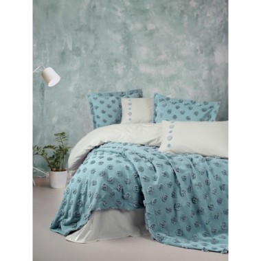 Cotton Box Ranforce Çift Kişilik Yatak Örtülü Nevresim Takımı Limi Aldo Mint
