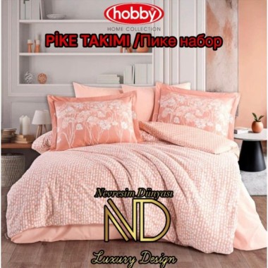 Hobby Poplin Pike Takımı Tek  Kişilik Velura Terracota