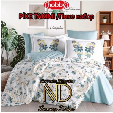 Hobby Poplin Pike Takımı Tek  Kişilik Belis Turkuaz