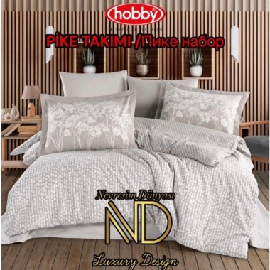 Hobby Poplin Pike Takımı Tek  Kişilik Velura Taş