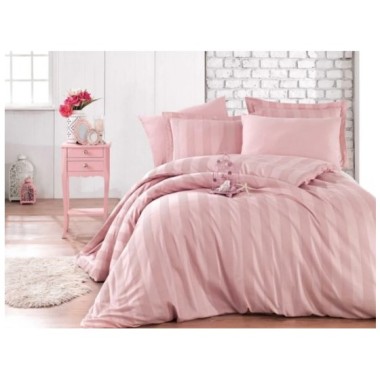 Hobby Çift Kişilik Saten Nevresim Wafel Pudra