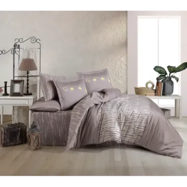 Hobby Çift Kişilik Saten Nevresim Adalia Platin