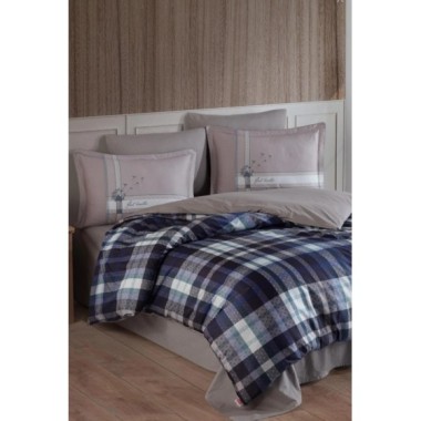 Hobby Çift Kişilik Saten Nevresim Aura Mavi