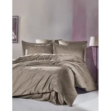 Şaheser Home Collection Jakarlı Saten Çift Kişilik Nevresim Takımı Lucio Vizon